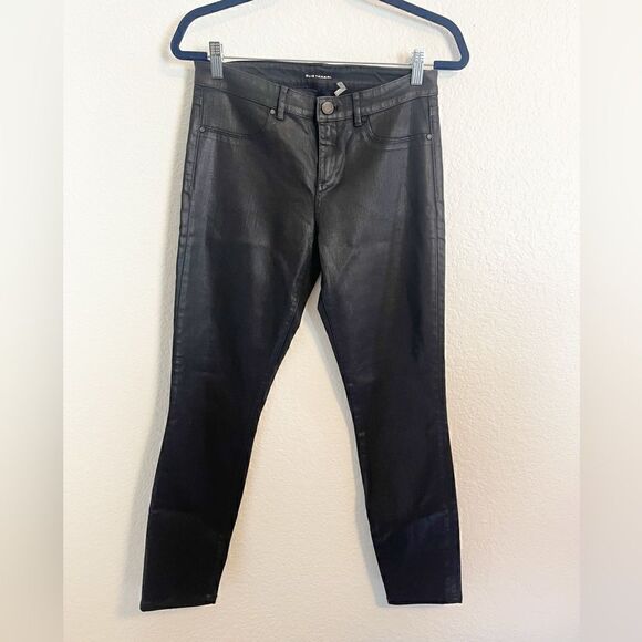 Ellie Tahari Azella Black coated denim waxed skinny jean Legging 6 - Picture 3 of 8